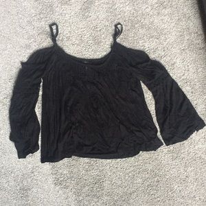 Black Open Shouldered Flair Armed Top